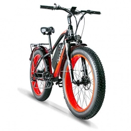 Excy Electric Bike Excy 26 Inch Wheel All Terrain Fat Electric Bicycle Aluminum Bike 48V 13AH Lithium Battery Snow Bike 7-Speed Oil Cable Brake XF650 (RED)