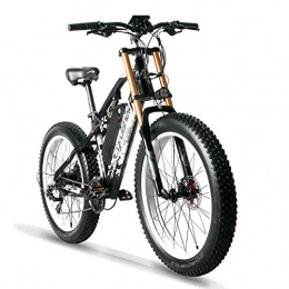 Excy Bike Excy Full Suspension Fat Electric Bike, 48V E-bike With 17A Lithium Battery, Motorcycle MAX Speed 40km / h (Black and White)