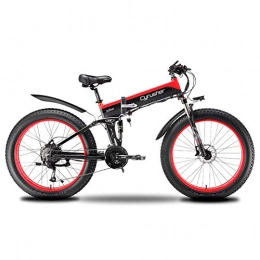 Extrbici  Extrbici folding electric cruiser bicycle XF690 1000W 48V 12.8AH hidden battery fat bike mountain beach snow bicycle full shock 27 speed 26 * 4.0 fat tire mechanical disc brake (red)