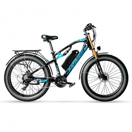 Extrbici Bike Extrbici Full Suspension Mountain Snow Men's Electric Bike 48V 17AH Lithium Battery 26'' Fat Tires 21 Speed XF900 (blue)