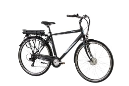 F.lli Schiano  F.lli Schiano E-Moon 28" E-Bike, Electric City Bicycles 250W Motor for Men, with Shimano 7 Speeds and removable 36V 13Ah Lithium Battery, in Black, front motor