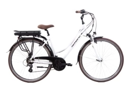 F.lli Schiano  F.lli Schiano E-Ride 28" E-Bike, Women's Electric City Bicycle With 250W Motor And Removable 36V 10.4Ah Lithium Battery, With 21 Speeds, In White, Retro Style