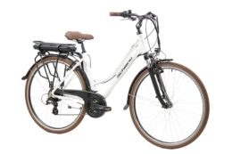 F.lli Schiano Electric Bike F.lli Schiano E-Ride 28", Electric City Bicycles 250W for Women, with 21 Speed Gears in White