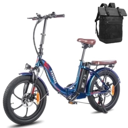 Fafrees Electric Bike Fafrees 20'' Electric Bike for Adults, F20 Pro Fat Tire Electric Bike with 36V 18AH Removable Battery, Foldable Bike for Women, Mountain Bike for Men, Weight Capacity 150kg, Shimano 7S (Blue)