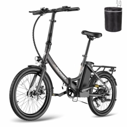 Fafrees  Fafrees 522Wh Electric Bike, 2.0 Inch Folding Electric Bicycle for Adults, 250W City Electric Bike, 36V / 14.5Ah Battery E-bike, 2023 F20 LIGHT (Black)