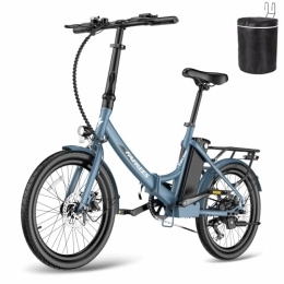 Fafrees Electric Bike Fafrees 522Wh Electric Bike, 2.0 Inch Folding Electric Bicycle for Adults, 250W City Electric Bike, 36V / 14.5Ah Battery E-bike, 2023 F20 LIGHT (Blue)