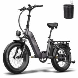 Fafrees  Fafrees Electric Bike, 20 * 4.0 Inch City Electric Bike, 10.4 * 2 Batteries E-bike, Folding Electric Bicycle for Unisex Adults, Power Assist 70-150KM, 2023 FF20 POLAR (black)