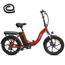 Fafrees Bike Fafrees Electric Bike, 20" Fat Tire Ebikes, 16AH 36V 250W Folding Electric Bikes，SHIMANO 7 Speeds, 60-130KM E Bike, City electric Mountain Bicycle for Adults (Red)