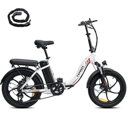 Fafrees Electric Bike Fafrees Electric Bike, 20" Fat Tire Ebikes, 16AH 36V 250W Folding Electric Bikes，SHIMANO 7 Speeds, 60-130KM E Bike, City electric Mountain Bicycle for Adults (White)