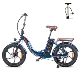 Fafrees Electric Bike Fafrees Electric Bike, 20" Fat Tire Ebikes, 18AH 36V 250W Folding Electric Bikes, 70-150KM E Bike with SHIMANO 7 Speeds, 3 Riding Modes, City E Bike Mountain Bicycle for Adults (Blue)
