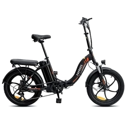 Fafrees  Fafrees Electric Bike, 20" Folding Electric Bikes for Adults, 36V 16Ah / 576Wh Removable Battery Ebike 90KM Mileage Pedal Assist, 3.0" Fat Tire Electric Bike for Man Women, UK Legal F20 Upgrade Black