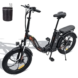 Fafrees Bike Fafrees Electric Bike, 20 Inch Fat Tire Ebikes, 16AH 36V 250W City E-Bike, 60-130KM electric bicycle with SHIMANO 7 Speeds, electric mountain bike for Adults (Black)