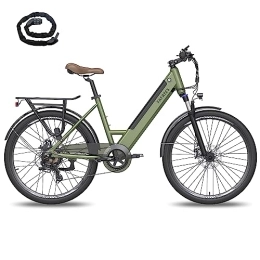 Fafrees  Fafrees Electric Bike, 26 Inch E Bike, Pedal Assist City Bike with 36V 10Ah Electric Bike Battery, 250W, City E Bike for Adults (green)