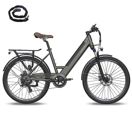 Fafrees  Fafrees Electric Bike, 26 Inch E Bike, Pedal Assist City Bike with 36V 10Ah Electric Bike Battery, 250W, City E Bike for Adults (grey)