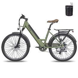 Fafrees  Fafrees Electric Bike 26", Men Electric City Bicycle with 7 Speeds, 250W Motor and 36V 10Ah E-bike Battery, Women bike (green)