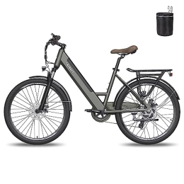 Fafrees Electric Bike Fafrees Electric Bike 26", Men Electric City Bicycle with 7 Speeds, 250W Motor and 36V 10Ah E-bike Battery, Women bike (grey)