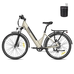 Fafrees Electric Bike Fafrees Electric Bike 27.5", Men Electric City Bicycle with 7 Speeds, 250W Motor and 36V 14.5Ah E-bike Battery, Women bike (gold)