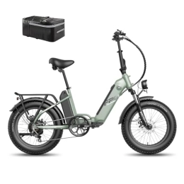 Fafrees Bike Fafrees Electric Bike, 998Wh Folding Electric Bikes with 48V / 10.4Ah*2 Removable Batteries, Assist Mode to 140KM, 20 * 4.0 Fat Ebike for Adults, 65N.m MTB for Snow Beach Commute, FF20 Polar 2023 Green