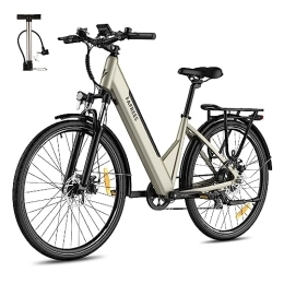 Fafrees Electric Bike Fafrees Electric Bike, E-bike Electric Power-assisted bike for women and men, 27.5inch city bike, with 250W motor, shinmano 7-speed, 36V 14.5AH removable e-bike battery for Adults (gold)