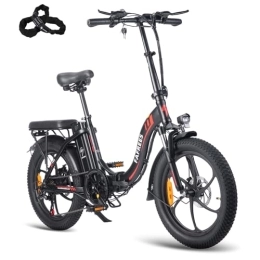 Fafrees Bike Fafrees F20 Electric Bicycle, 20 * 3.0 Inch Fatbike, Folding Electric Urban Bike, 250W 16AH Unisex Adult E-bike, Power Assist 60-110KM (Black)