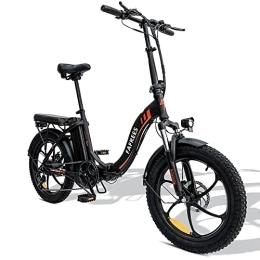 Fafrees Bike Fafrees F20 Fatbike E-Bike Folding Bike 20 Inch with 36 V 16 Ah Battery for Commuting, Electric Bike Folding Women's 250 W, 25 km / h Mountain Bike Men's Shimano 7S 150 kg Folding Pedals (Black)