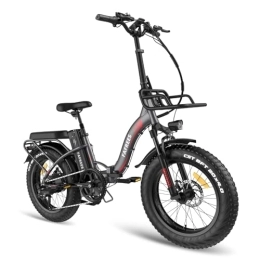 Fafrees Electric Bike Fafrees F20 MAX Electric Bikes, 20 * 4.0inch Fatbike Fold Electric Bicycle, 48V 22.5Ah Battery Ebike, Range 90-150KM, Front Basket, Electric Mountain Bike for Adults, Grey