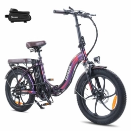Fafrees Bike Fafrees F20 PRO Fold Electric Bicycles, 250W City Electric Bikes, 20 * 3.0 Inch Fatbike, 36V / 18Ah Battery ebikes, Range 70-130KM, Electric Mountain Bikes for Adults, Purple