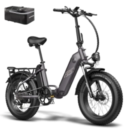 Fafrees Electric Bike Fafrees FF20 POLAR Electric Bike, 20 * 4.0” Fatbike, Folding Electric Bicycle for Adults, 10.4 * 2 Ah Batteries E-bike, Men's Electric Mountain Bike, Range 70-150KM (Black)