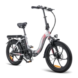 Fafrees Bike Fafrees Folding Electric Bike, 20" E Bikes for Adults Men Electric Bicycle with 36V 16AH Battery with Shimano 7 Gears for City Mountain Snow, F20 Grey