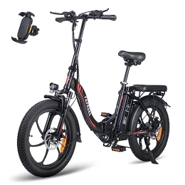 Fafrees Electric Bike Fafrees Folding Electric Bike, 20 inch Fat Tire Ebikes Portables 250W, Battery 16AH 36V. Smart Electric Bicycle with Pedal Assist, City EBike, Height Adjustable, Unisex Adult, (black)