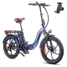 Fafrees Bike Fafrees Folding Electric Bike, 20 inch Fat Tire Ebikes Portables, Battery 18AH 36V. Smart Electric Bicycle with Pedal Assist, 250W City EBike, Height Adjustable, Unisex Adult (blue)