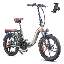 Fafrees Bike Fafrees Folding Electric Bike, 20 inch Fat Tire Ebikes Portables, Battery 18AH 36V. Smart Electric Bicycle with Pedal Assist, 250W City EBike, Height Adjustable, Unisex Adult (green)