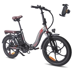 Fafrees  Fafrees Folding Electric Bike, 20 inch Fat Tire Ebikes Portables, Battery 18AH 36V. Smart Electric Bicycle with Pedal Assist, 250W City EBike, Height Adjustable, Unisex Adult (grey)