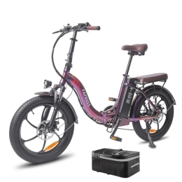 Fafrees Bike Fafrees Folding Electric Bike, 20 inch Fat Tire Ebikes Portables, Battery 18AH 36V. Smart Electric Bicycle with Pedal Assist, 250W City EBike, Height Adjustable, Unisex Adult (purple)