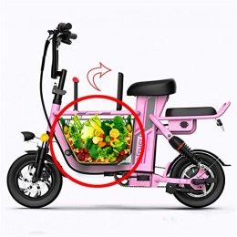 Fangfang Electric Bike Fangfang Electric Bikes, 12" Fat Tire Folding Electric Bike Foldable Beach Snow Bicycle Ebike with Storage Basket 350w 48v 11ah Removable Lithium Battery Moped Mountain Bicycles, Pink, E-Bike