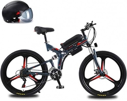 Fangfang Bike Fangfang Electric Bikes, 26'' 350W Motor Folding Electric Mountain Bike, Electric Bike with 48V Lithium-Ion Battery, Premium Full Suspension And 21 Speed Gears, E-Bike (Color : Gray, Size : 8AH)