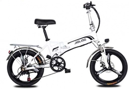 Fangfang Electric Bike Fangfang Electric Bikes, Adult Mountain Electric Bike, 350W 48V Lithium Battery, Aluminum Alloy 7 Speed Foldable Electric Bicycle 20 Inch Magnesium Alloy Wheels, E-Bike (Color : White, Size : 55KM)
