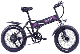 Fangfang Electric Bike Fangfang Electric Bikes, Foldable Electric Bikes, 4.0 fat tire mountain Bike 7 speed aluminum alloy frame Double Disc Brake shock absorber Bicycle Adult, E-Bike (Color : Purple)