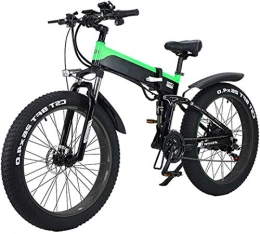 Fangfang Electric Bike Fangfang Electric Bikes, Folding Electric Mountain City Bike, LED Display Electric Bicycle Commute Ebike 500W 48V 10Ah Motor, 120Kg Max Load, Portable Easy To Store, E-Bike (Color : Green)