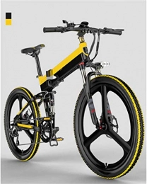 Fangfang Electric Bike Fangfang Electric Bikes, Folding Mountain Electric Bike, 400W Motor 26 Inches Adults City Travel Ebike 7 Speed Dual Disc Brakes with Rear Seat 48V Removable Battery, E-Bike (Color : Yellow)