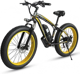 AKEZ Bike Fat Tire Electric Bike for Aadults Men - 26 inch Mountain Bike 1000W Motor Removable Battery Waterproof 48V 15A- Shimano 21 Speed Transmission Gears E Bikes Double Disc Brake (Yellow)