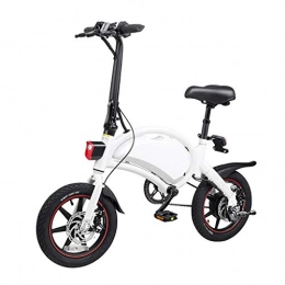FDSH D3+ Electric Bike, 14 Inch, Folding Power Assist Electric Bicycle, EBike for Adults Men Women Moped Bike Motorcycle-White
