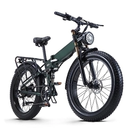 Ficyacto Electric Bike Ficyacto Electric Bike, 48V17.5AH Battey, 26 * 4.0 Fat Tire Electric Bike, Shimano 8-Speed Mountain Ebike for Men (Green)