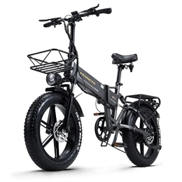 Ficyacto  Ficyacto Electric Bikes For Adult 48V 16AH Electric Folding Bike Ebike With Removable Lithium-ion Battery 20 * 4.0 Fat Tire 8 Speed Gear, Range 37 Mile