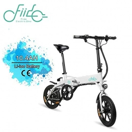 Fiido Electric Bike FIIDO D1 14 inch Folding Electric Bicycle, 250W 10.4Ah Lithium Battery Electric Bike with Front LED Light for Adult Black(White)