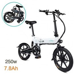 Bettying Electric Bike FIIDO D2 Ebike Foldable Electric Bike With 250W Motor, LED Front Light, 16 Inch Inflatable Rubber Tire, 120kg Payload For Adult (7.8Ah White)