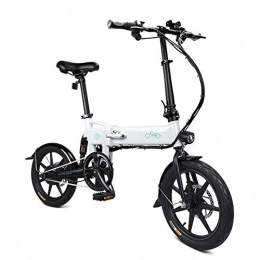 Fiido Bike Fiido D2 Folding Electric Bike Ebike with 250W Hub Motor, LED Headlight, 16 Inch Wheels, 36V / 7.8Ah Lithium-Ion Battery, Power Assisted Electric Bicycle for Adult - White