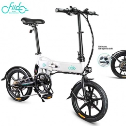 Fiido Bike FIIDO D2s Electric Bike Adult, Foldable Bike 6 Speed 36V 7.8 AH 250W 16 inch Lightweight with LED Headlights and 3 Modes Suitable for Men and Adults(White)