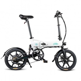Fiido Bike FIIDO D2s Electric Bike Folding Ebike, 3-speed, 3 Riding Modes, 250W Hub Motor, LED Headlight, 16 Inch Wheels, Foldable Pedals, Power Assisted Electric Bicycle for Adult - White