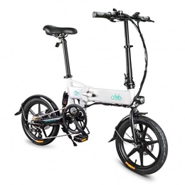 Fiido Bike FIIDO D2S Outdoor Electric Bike, 16inch Folding E-bike Bicycle, Rechargeable Foldable Electric Shift Bicycle Cycling Tool, Max Speed 25km / h, Unisex Bicycle- White